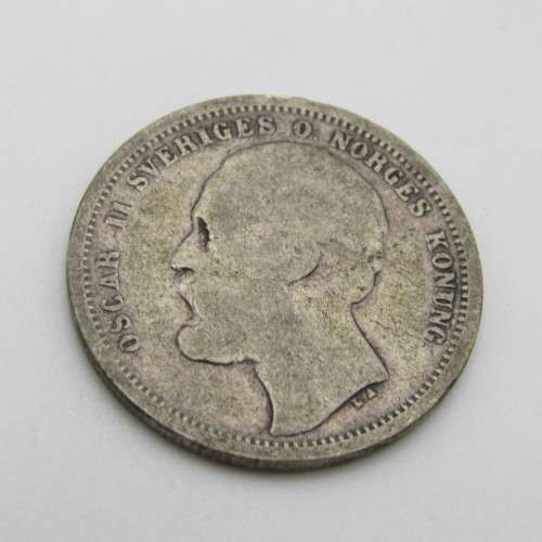 Sweden 1875 silver 1 krona well used