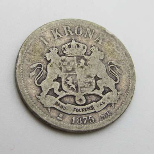 Sweden 1875 silver 1 krona well used