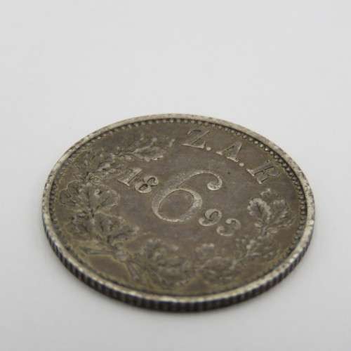 ZAR Paul Kruger 1893 six pence VF+ - hairlines visible
