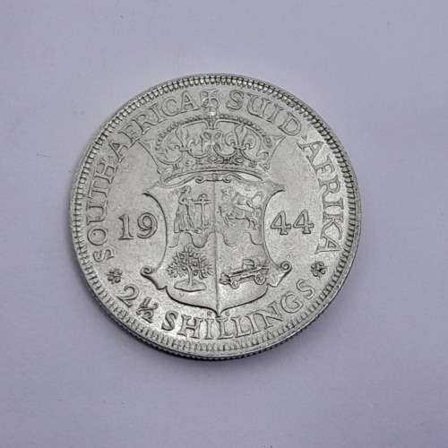 South Africa 1944 half crown AU + with full lustre