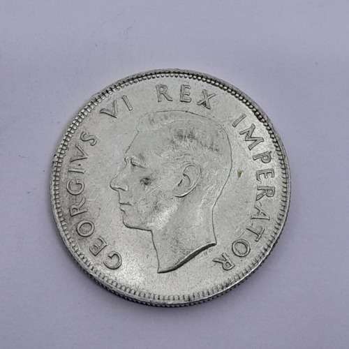 South Africa 1944 half crown AU + with full lustre