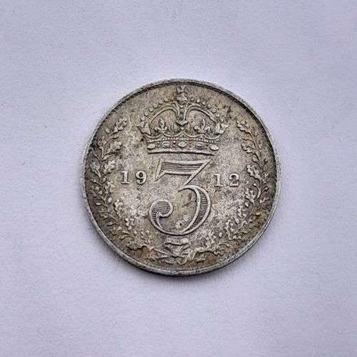Great Britain 1912 silver 3d AU