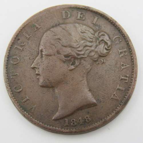 Great Britain 1848 over 1847 half penny Fine