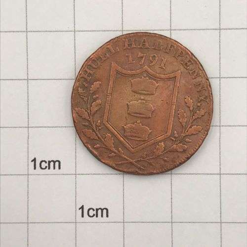 Yorkshire Hull Half Penny 1791 with edge inscription