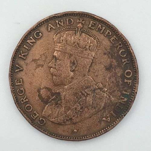 Hong Kong one cent 1925 aVF