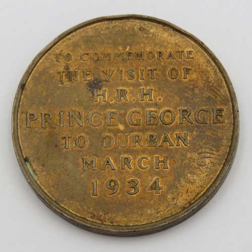 Medallion Commemorating visit of Prince George to Durban March 1934