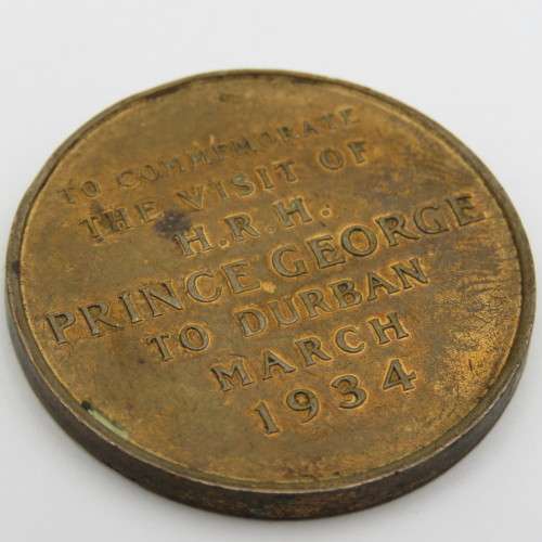 Medallion Commemorating visit of Prince George to Durban March 1934