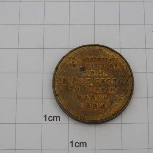 Medallion Commemorating visit of Prince George to Durban March 1934