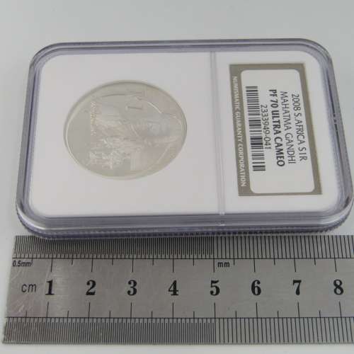 2008 RSA Mahatma Gandhi Proof silver R1 graded PF70 Ultra Cameo by NGC