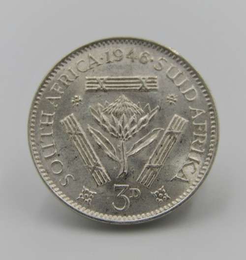 South Africa 1946 tickey 3d uncirculated