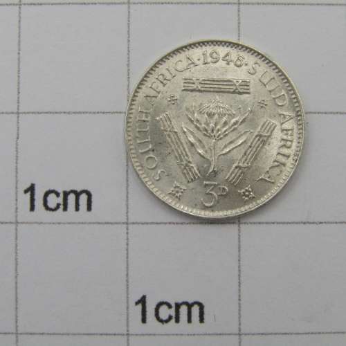 South Africa 1946 tickey 3d uncirculated