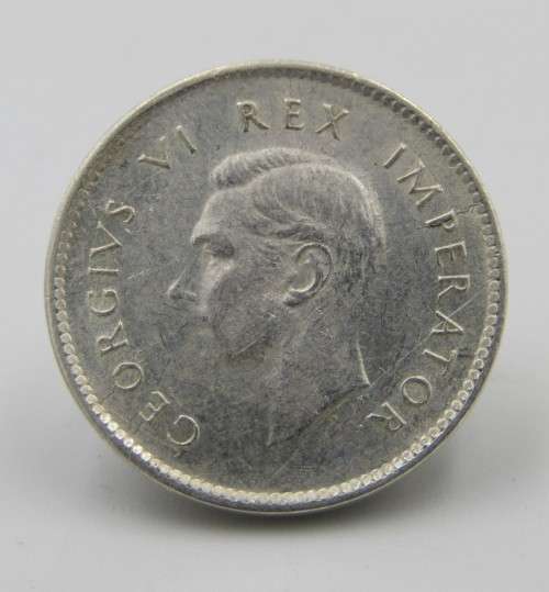 South Africa 1938 tickey 3d AU with mint lustre