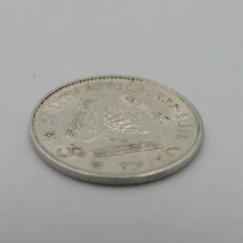South Africa 1938 tickey 3d AU with mint lustre