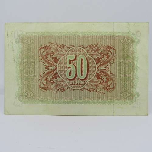 Libya British occupation WW2 50 Lire banknote 1943 AU (Military Authority Tripolitania)