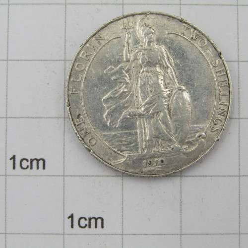 Great Britain 1910 Florin 2 shilling VF+
