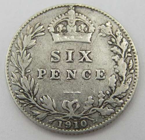 Great Britain 1910 sixpence 6d VF+