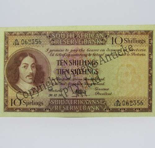 1956 MH de Kock Ten shillings banknote