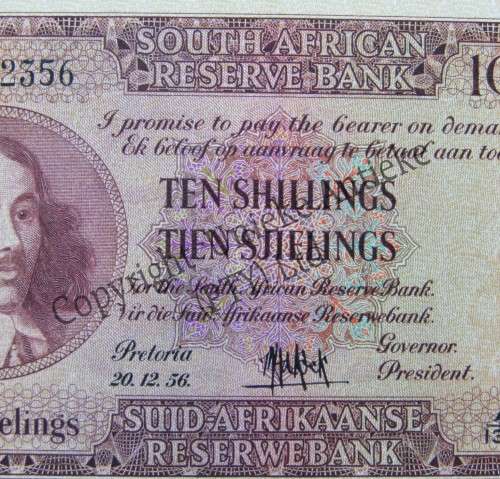 1956 MH de Kock Ten shillings banknote