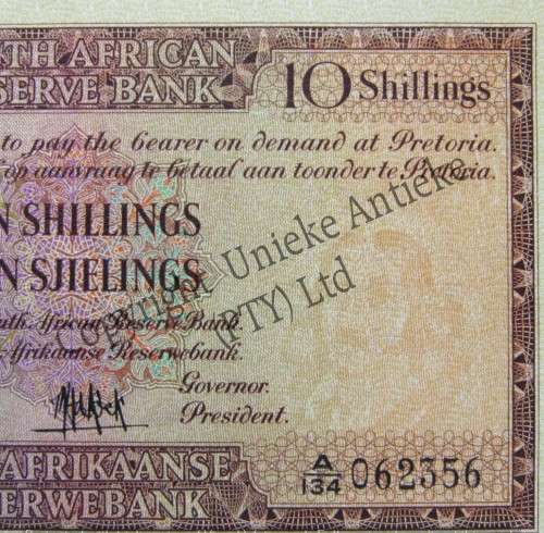 1956 MH de Kock Ten shillings banknote