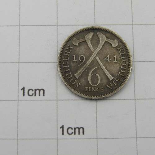 Southern Rhodesia 1941 sixpence silver