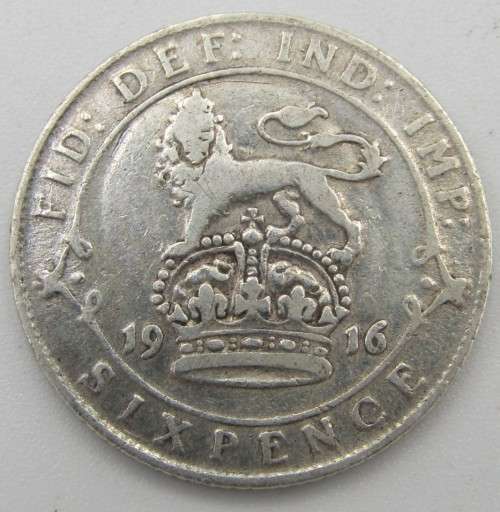 Great Britain 1916 sixpence 6d VF