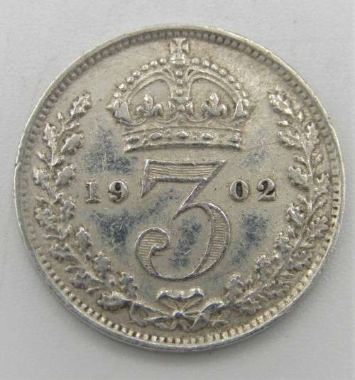 Great Britain Edward 7 silver 3d 1902 XF