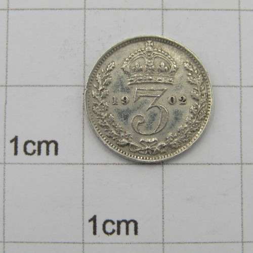Great Britain Edward 7 silver 3d 1902 XF
