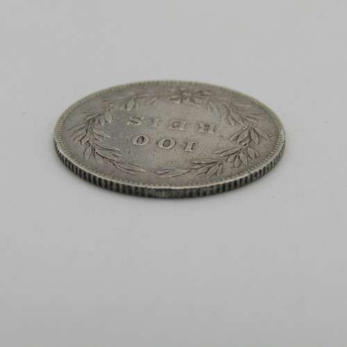 Portugal 1876 silver 100 reis VF+