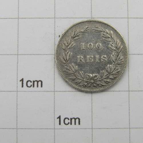 Portugal 1876 silver 100 reis VF+