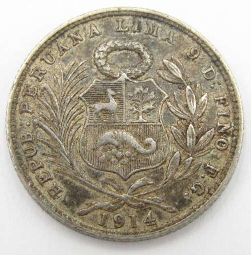 Peru 1/5 Sol silver 1914 with low mintage - XF