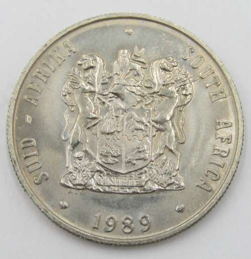 South Africa 1989 One rand with 3 cracked die protrusions obverse - almost never seen on R1