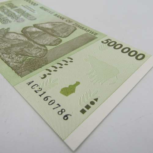 Zimbabwe Uncirculated Consecutive  numbered set of 4 x $500 000 banknotes