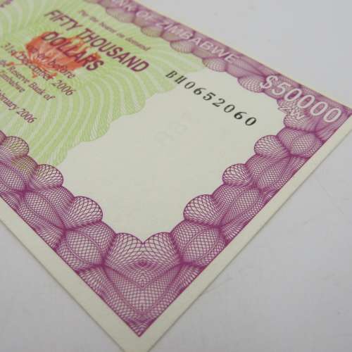 Zimbabwe Uncirculated pair of $50 000 bearer cheques 31 December 2006 Demand