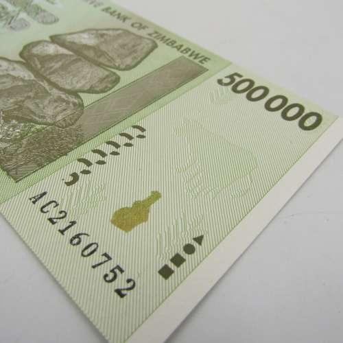 Zimbabwe Uncirculated set of 3 banknotes Five hundred thousand dollars $500 000
