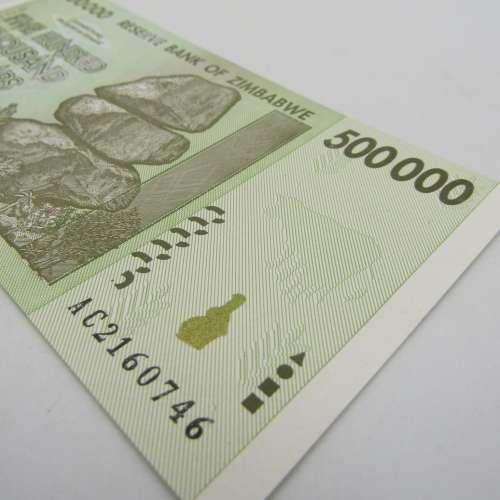 Zimbabwe Uncirculated set of 3 banknotes with consecutive numbers - $500 000 Harare 2008