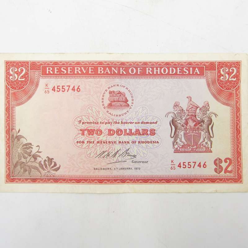 Rhodesia Two dollars 4 Jan 1972 VF+