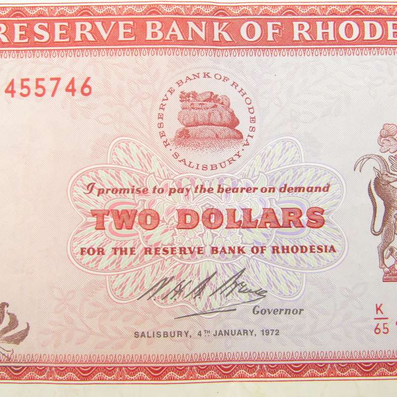 Rhodesia Two dollars 4 Jan 1972 VF+