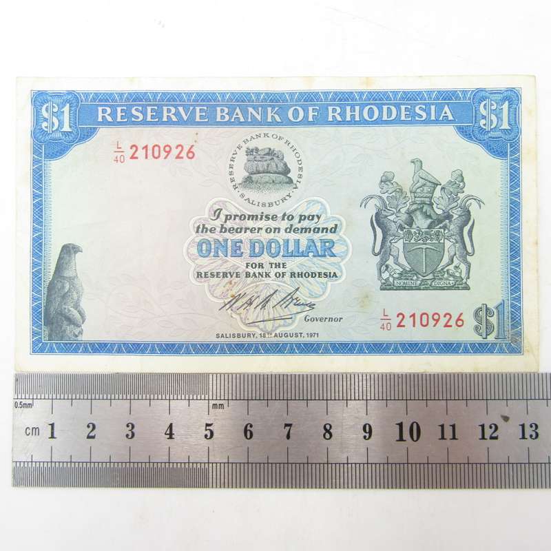 Rhodesia one dollar 18 Aug 1971 VF