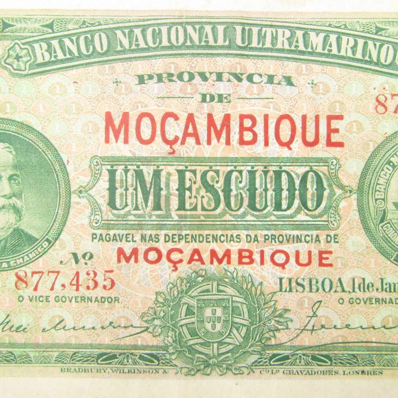Mozambique 1 Escudo 1921 - VF+ with creases