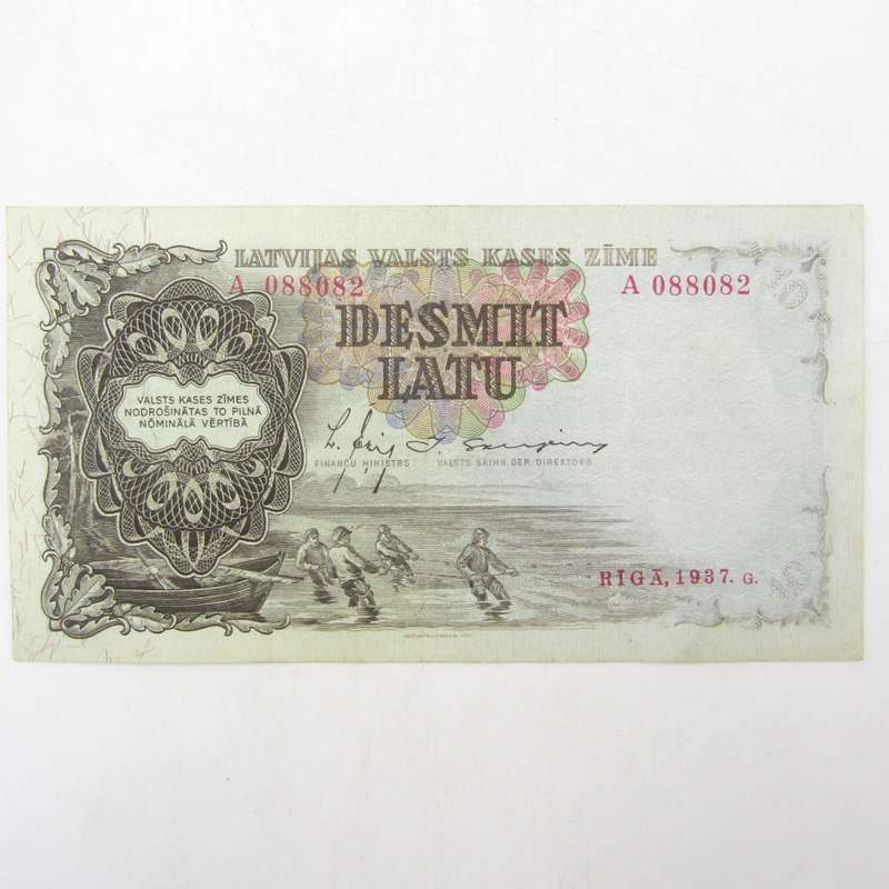 Latvia 1937 Ten Latu VF+
