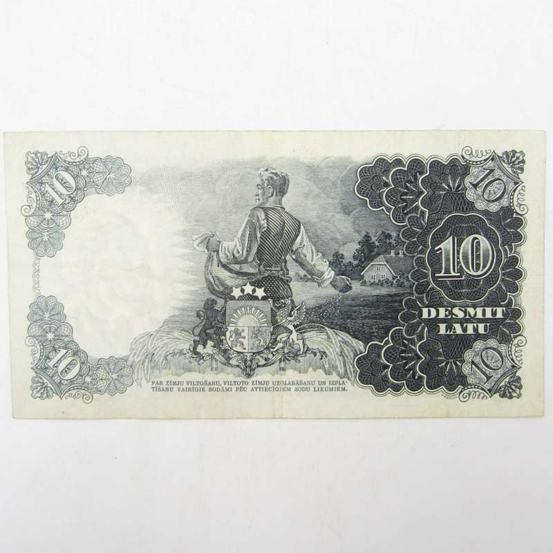 Latvia 1937 Ten Latu VF+