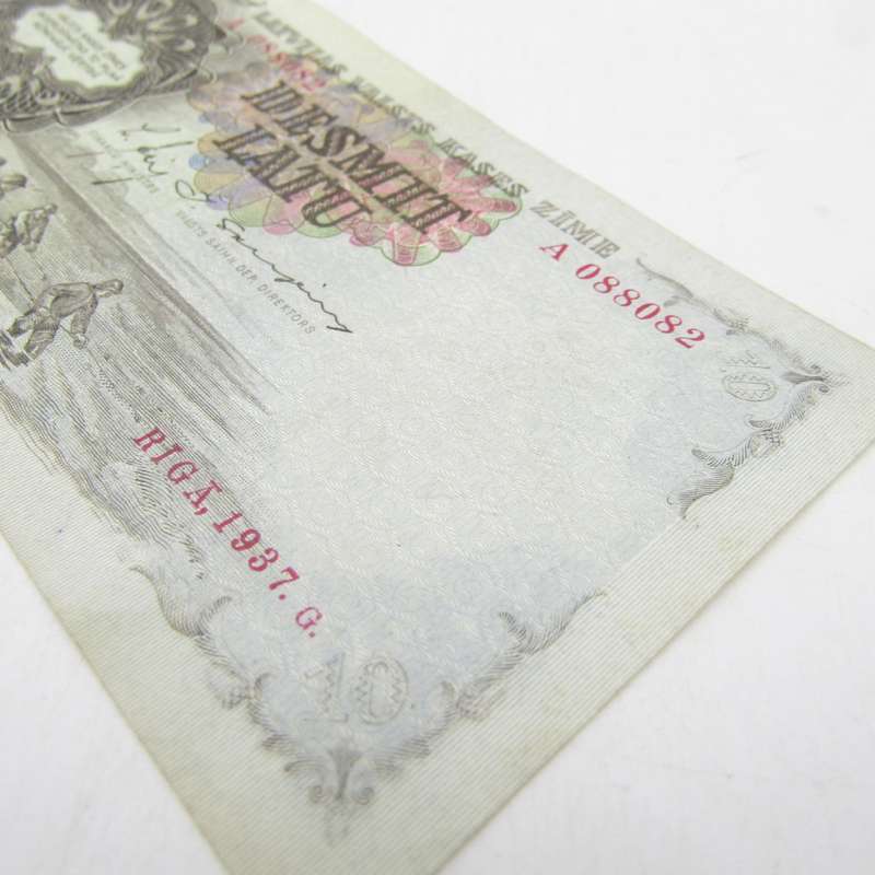 Latvia 1937 Ten Latu VF+