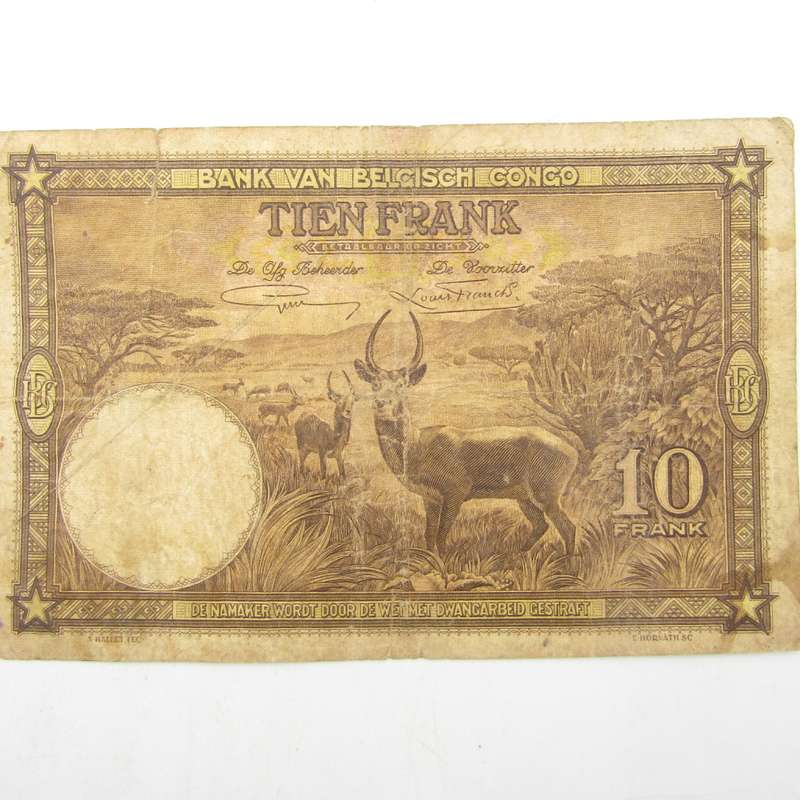 Belgian Congo 10 September 1937 - Ten Francs banknote