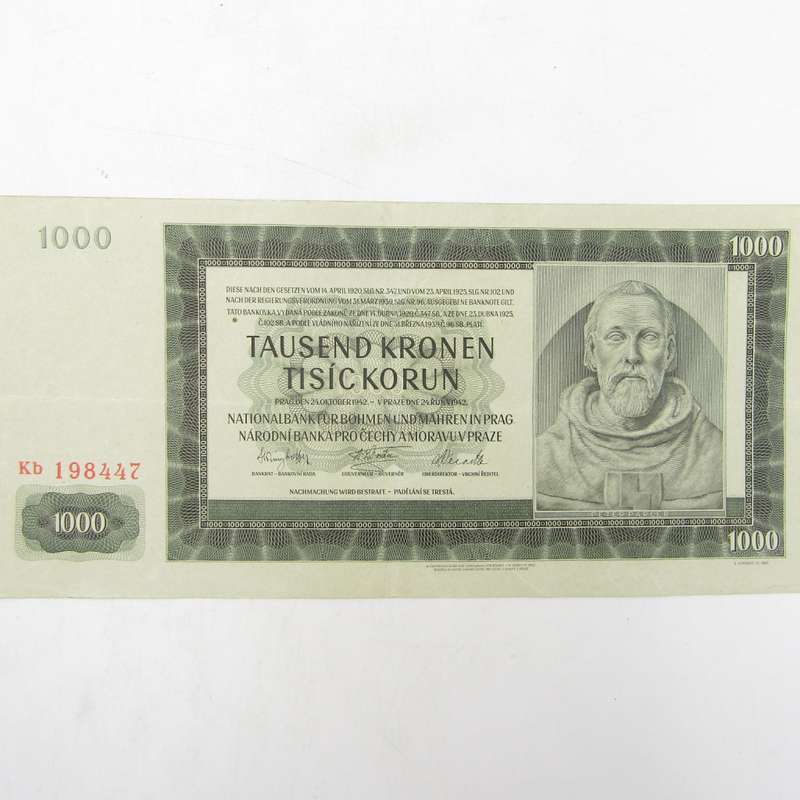 Deutschland 1000 Kronen 1942 - Bohmen and Mahren, Prag VF