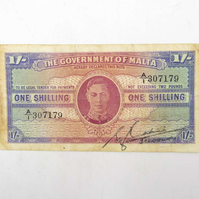 Malta One shilling banknote 1943