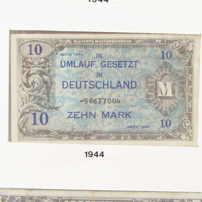 Allied Occupation of Germany - Lot of 3 banknotes in display
