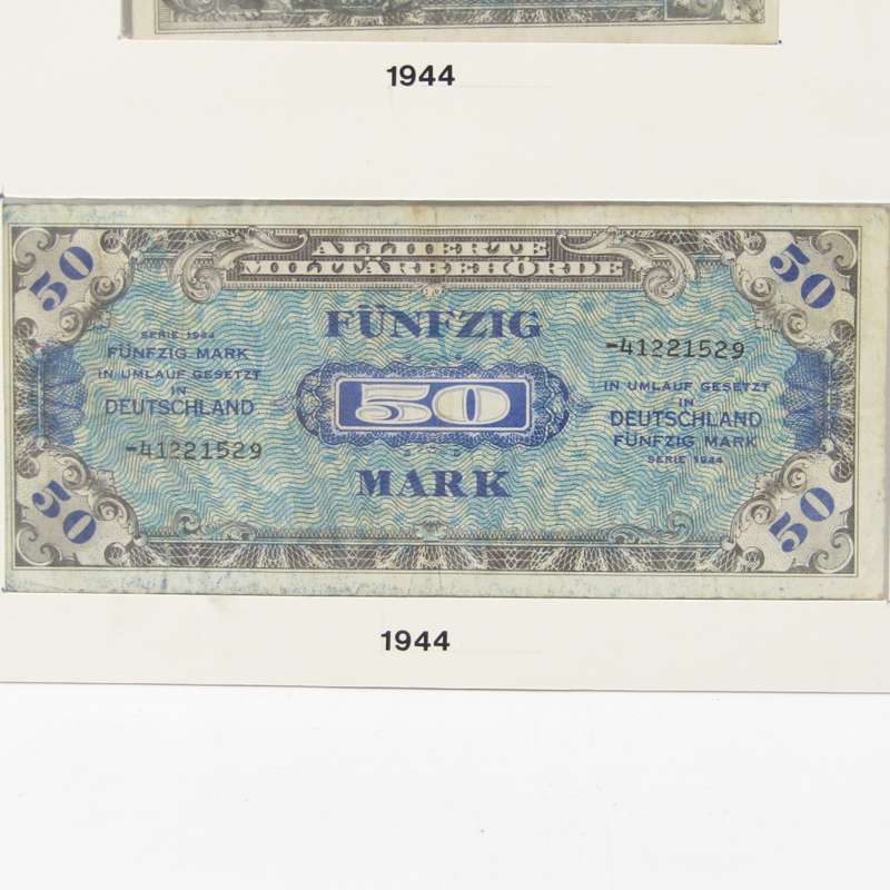 Allied Occupation of Germany - Lot of 3 banknotes in display