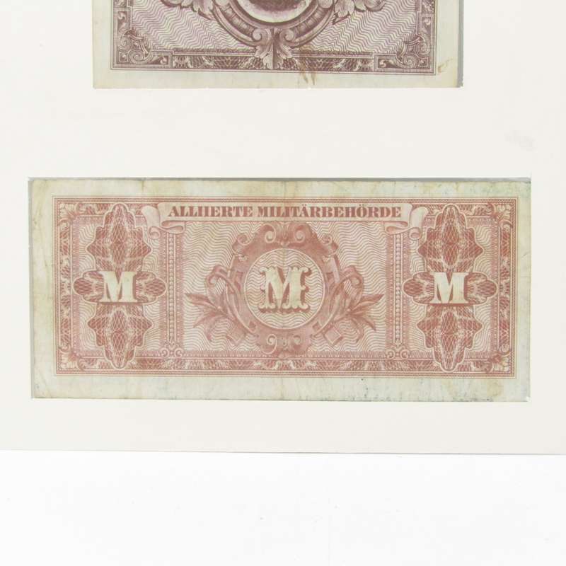 Allied Occupation of Germany - Lot of 3 banknotes in display