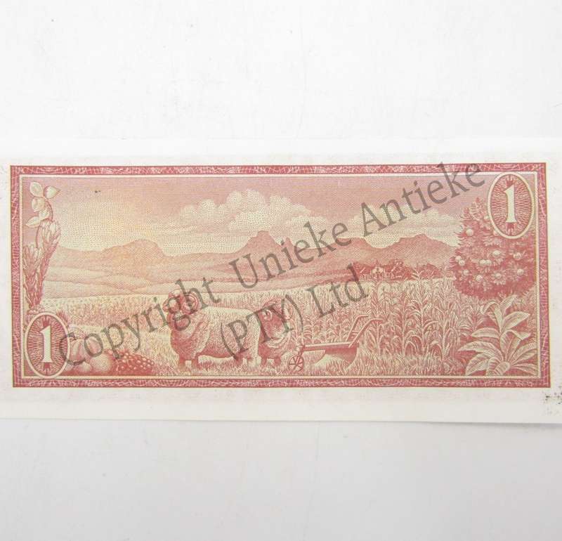 Lot of 6 x TW de Jongh uncirculated R1 banknotes with consecutive numbers