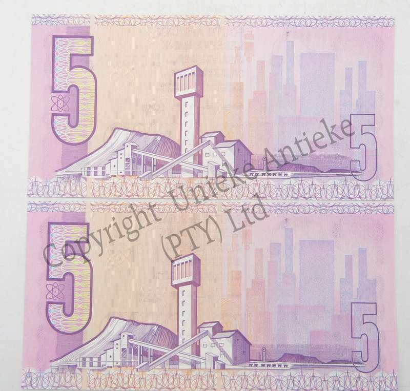 GPC de Kock 3rd Issue lot of 6 uncirculated R5 notes in sequence